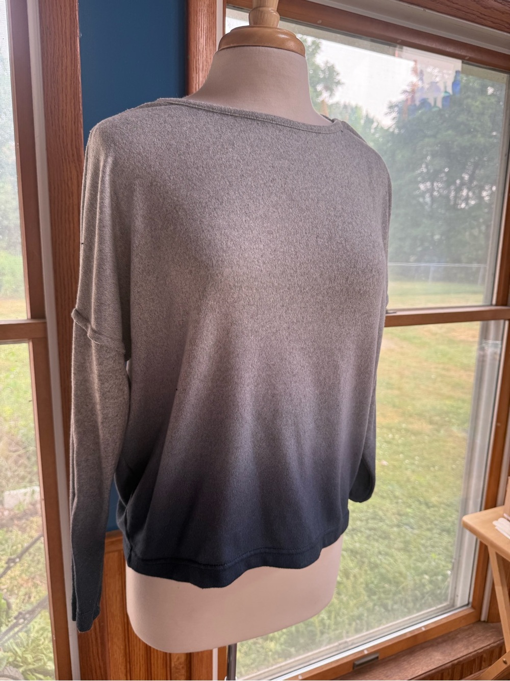 Lucky Brand Ombre Soft Knit Sweater - Gray to Blue